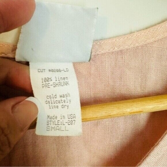 Vintage Donna Linen Maxi Peach Dress with lighthouses and sailor boats Sz Small - Picture 8 of 8